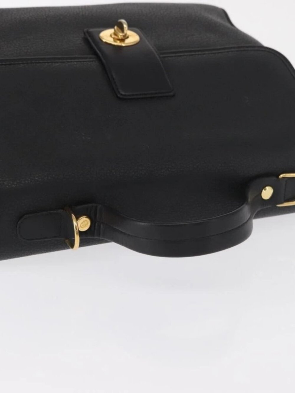 GUCCI Hand Bag Leather Gold Black Auth - Picture 7 of 16